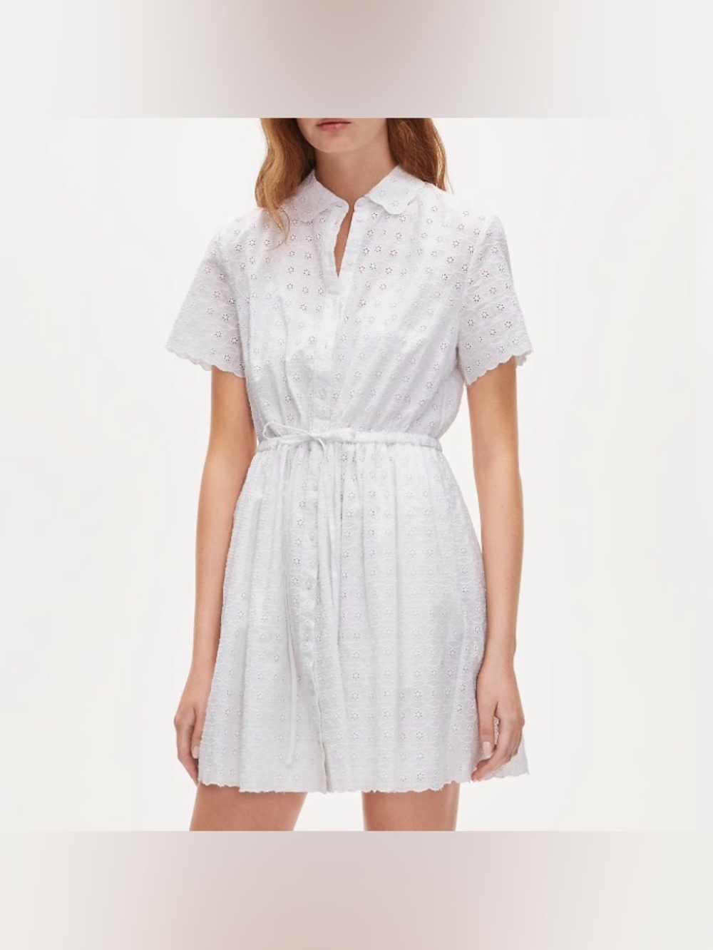 J. Crew Mini Cerise shirt-dress in eyelet cotton poplin.White.00.NWT.